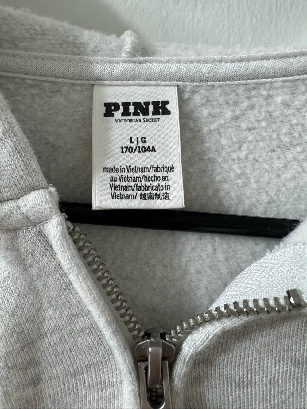 PINK Victoria's Secret Light Gray Zip Hoodie - Picture 2 of 3